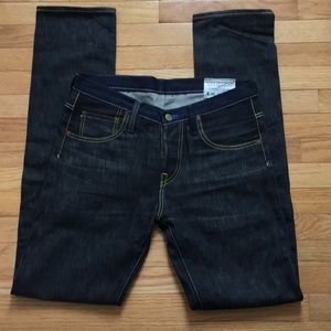 Selvedge Denim, black & blue, red pocket lining